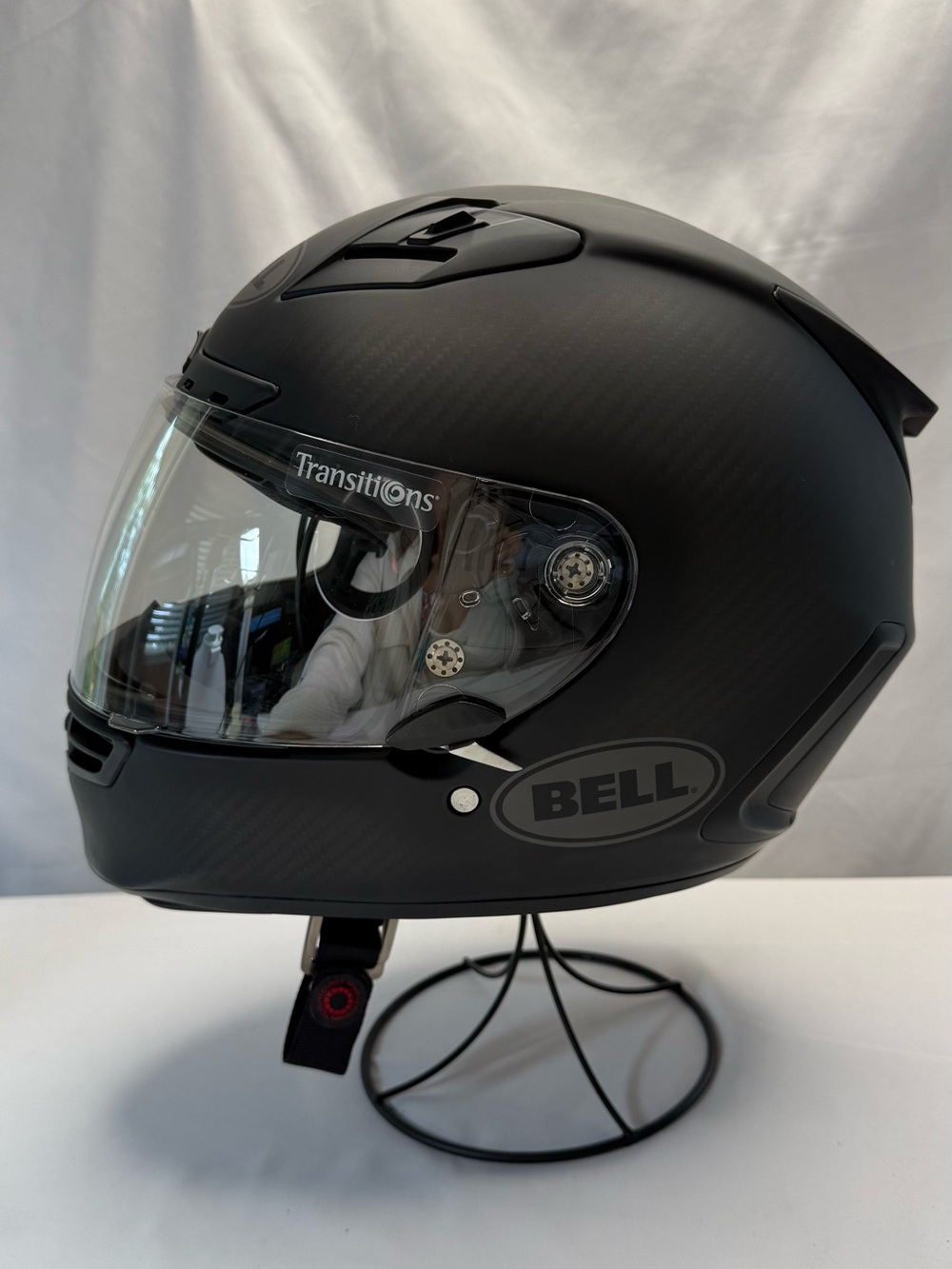 Bell Star Carbon Matte Black Motorcycle Helmet w/ Transitions Visor EUC & Bag
